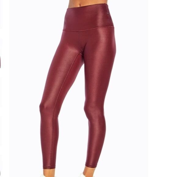 NWT Marika Cammy Shine Wine Red Finish Leggings Large - Picture 1 of 5